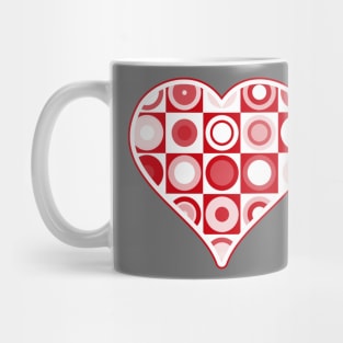 1960s Retro Red Circles Heart Mug